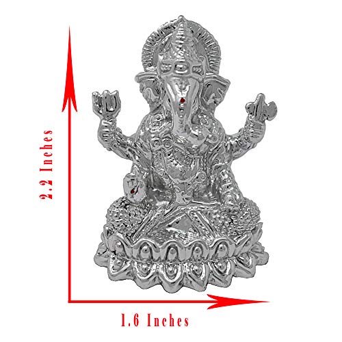 PRD CARATCAFE Silver Ganesh Idol for Home Office & Car Dashboard, Hallmark Certified Ganpati God Murti (2.2x1.6 inch), Pure Silver Gift Article. - Image 2