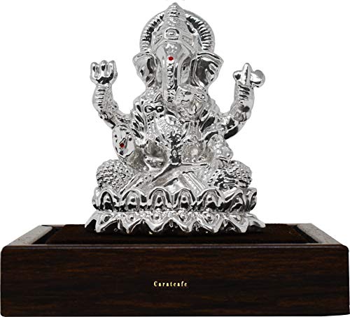 PRD CARATCAFE Silver Ganesh Idol for Home Office & Car Dashboard, Hallmark Certified Ganpati God Murti (2.2x1.6 inch), Pure Silver Gift Article. - Image 3