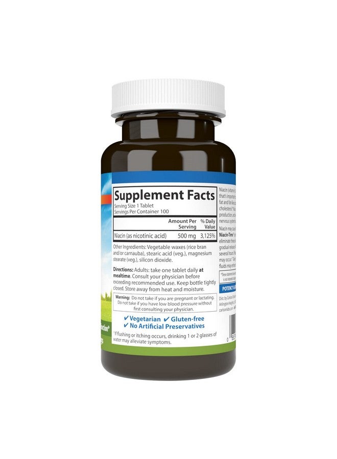 Carlson Niacintime 500 Mg Vitamin B3 Timereleased 100 Tablets - Image 3
