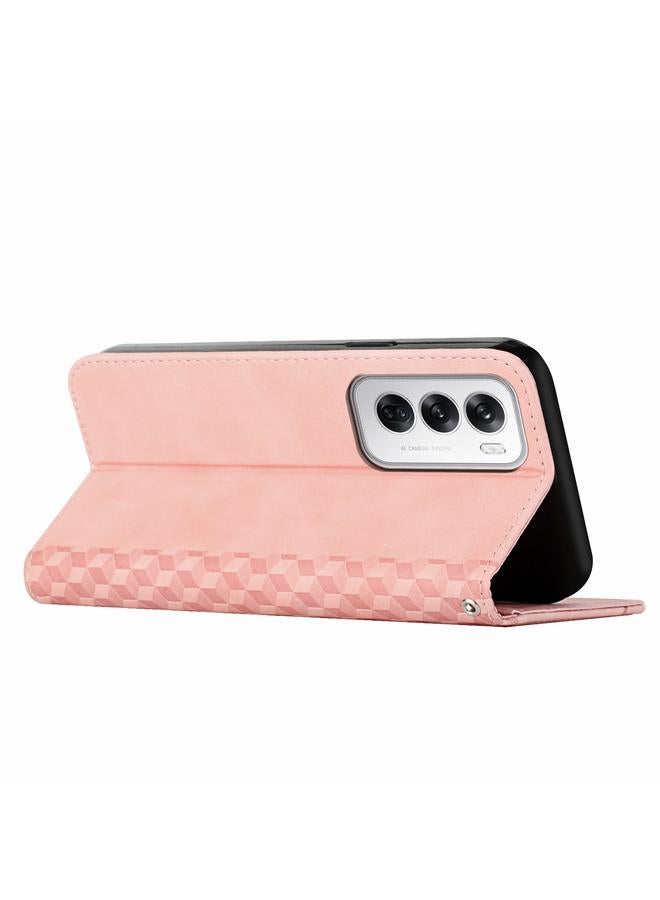 اس-توب جراب هاتف OPPO Reno12 5G Global Diamond Splicing Skin Feel جراب هاتف من الجلد المغناطيسي - Image 3
