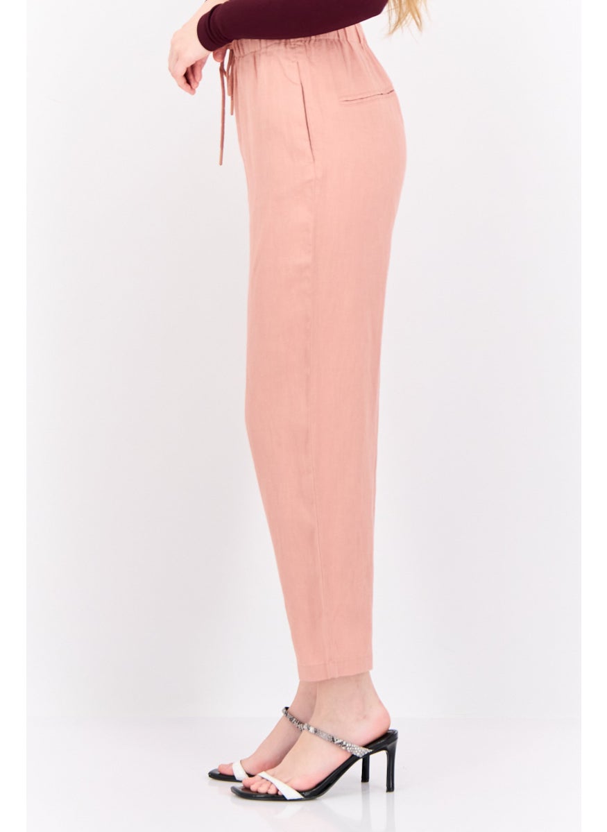 MANGO Women Regular Fit Plain Straight Leg Pants, Dusty Rose  - Image 2