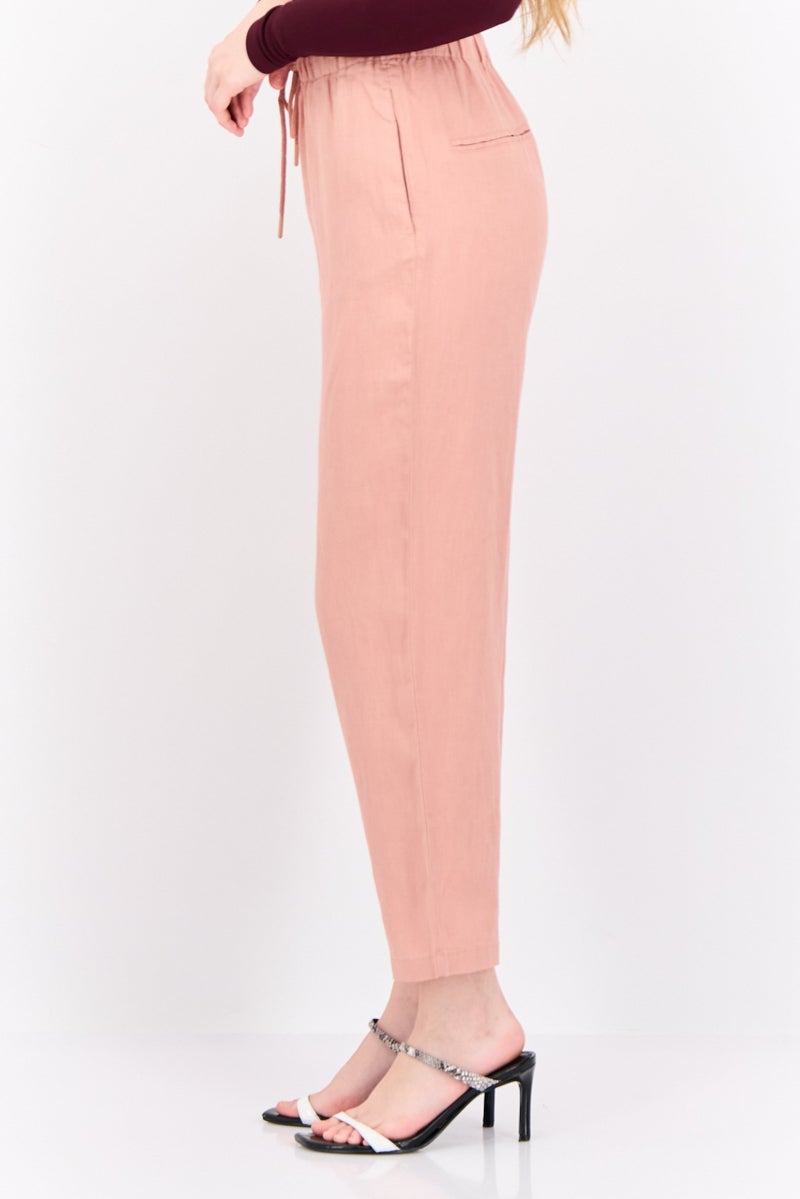 MANGO Women Regular Fit Plain Straight Leg Pants, Dusty Rose - Image 2