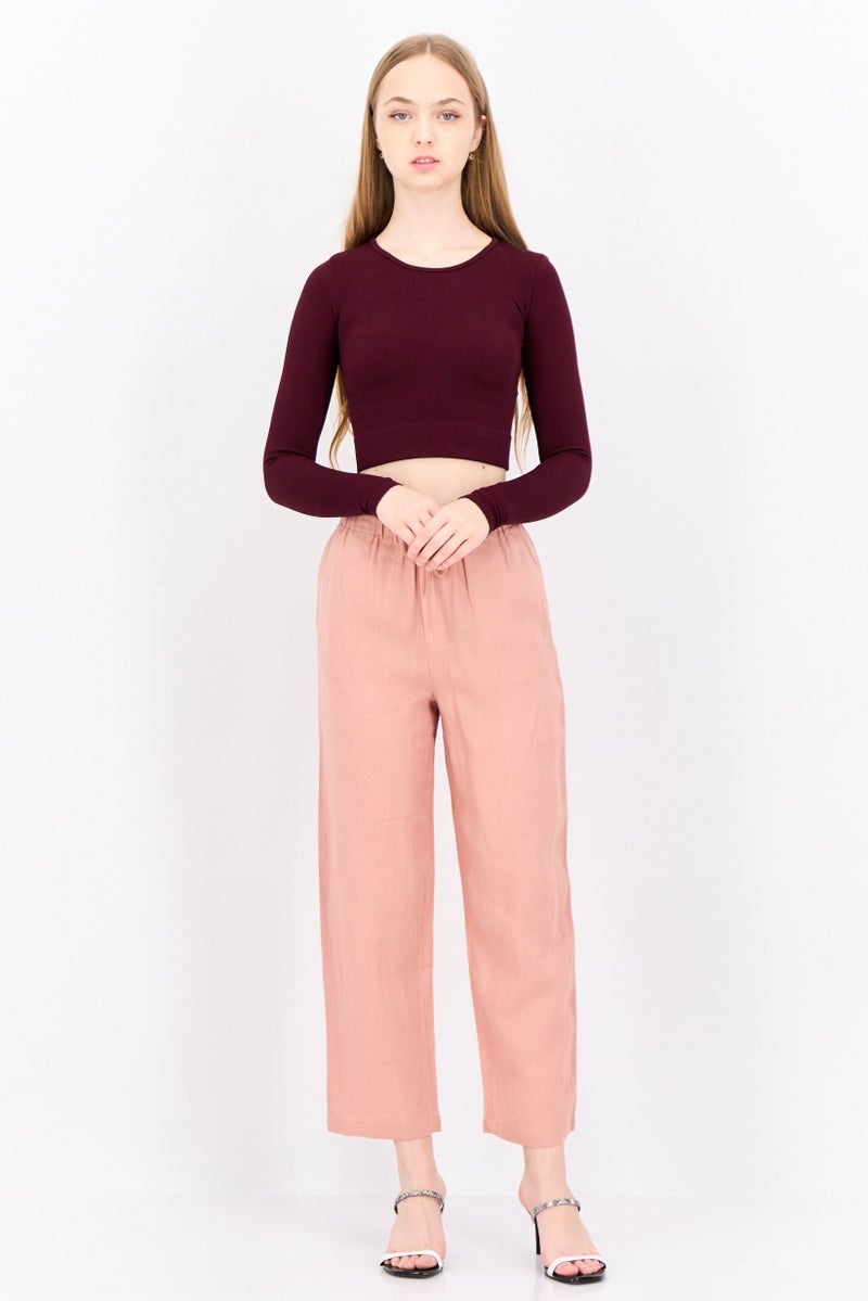 MANGO Women Regular Fit Plain Straight Leg Pants, Dusty Rose - Image 4