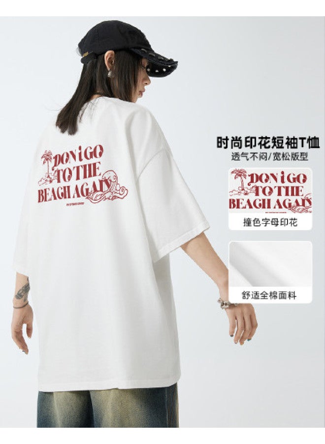 EPTISON slimming Casual Versatile Top - Island Vacation Print Couple Tee Women's Summer Short Sleeve T-shirt - Image 1