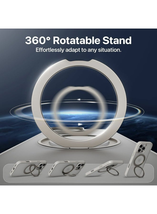 غلاف هاتف مصمم خصيصًا لجهاز آيفون 16 برو ماكس: غلاف سيليكون بملمس مات، مقاوم للاصفرار، متوافق مع MagSafe، مزود بحامل دوّار، مقاوم للسقوط والصدمات، خفيف الوزن، أبيض - Image 2