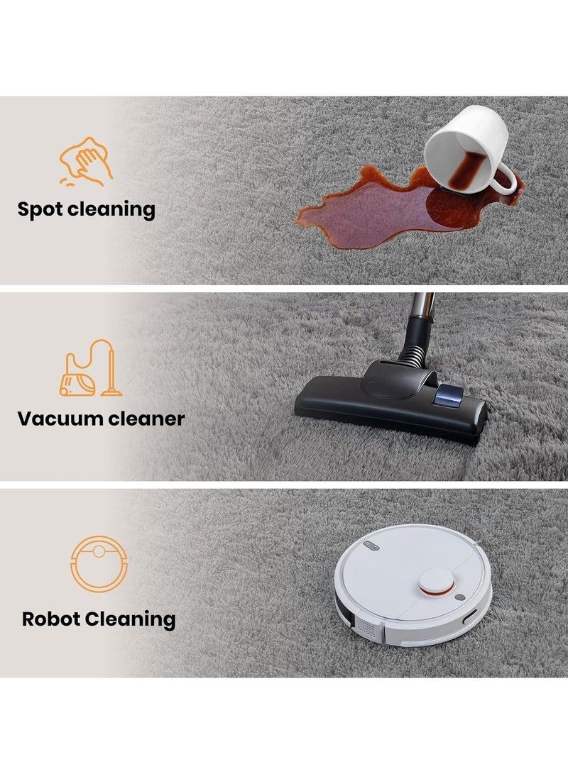 CityRiya-Long Ultra Soft Rug, Fluffy Carpets Tie-Dye Rugs for Living Room, Soft Touch Carpet 160x220cm, Fluffy Area Rug for Bedroom, Floor Mat, Modern Carpets Fuzzy Rug for Home, Grey Carpet - Image 3