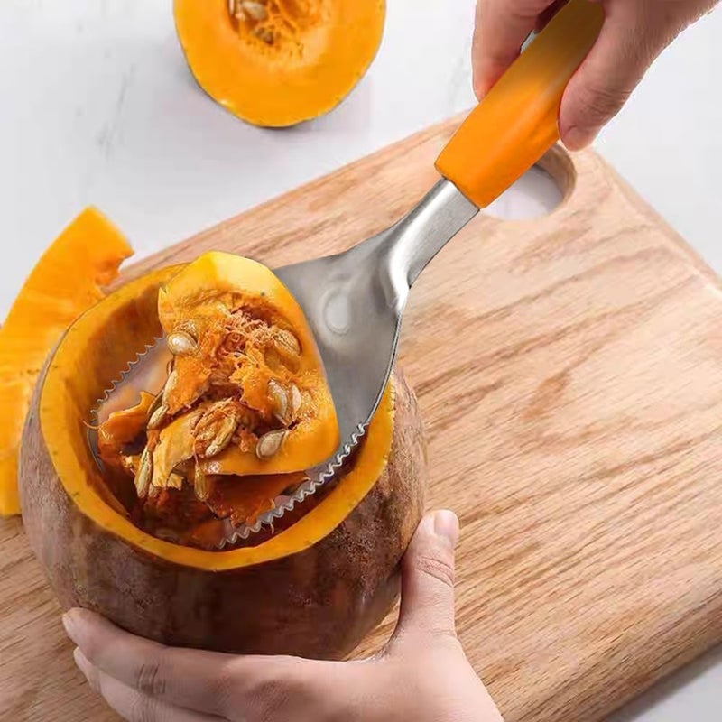 Haokithcun Heavy Duty Pumpkin Corer and Pulp Scooper | Manual Carving Tool with Grip Handle | Fruit and Vegetable Core Remover Scraper for Halloween Pumpkin - Image 3