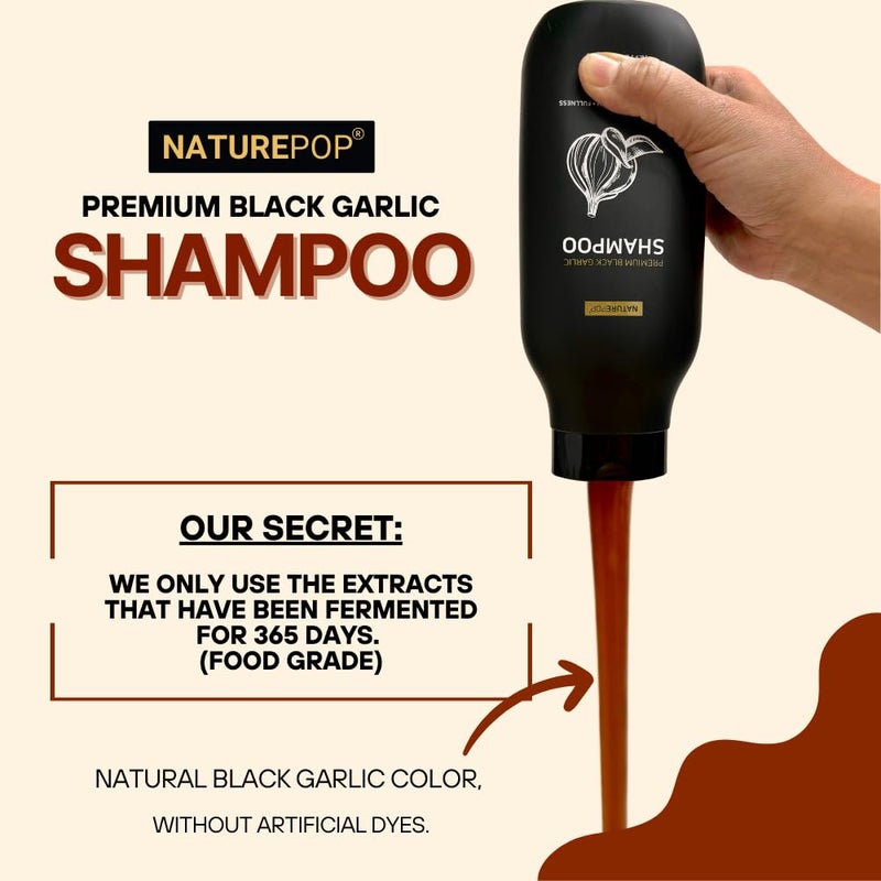Naturepop شامبو الثوم الأسود لتساقط الشعر من ناتشر بوب - يمنع تساقط الشعر، يحفز النمو - خالي من الكبريتات وخالي من البارابين - شامبو أجو نيغرو لتساقط الشعر 16.9 أونصة سائلة / 500 مل صنع في كوريا - Image 2