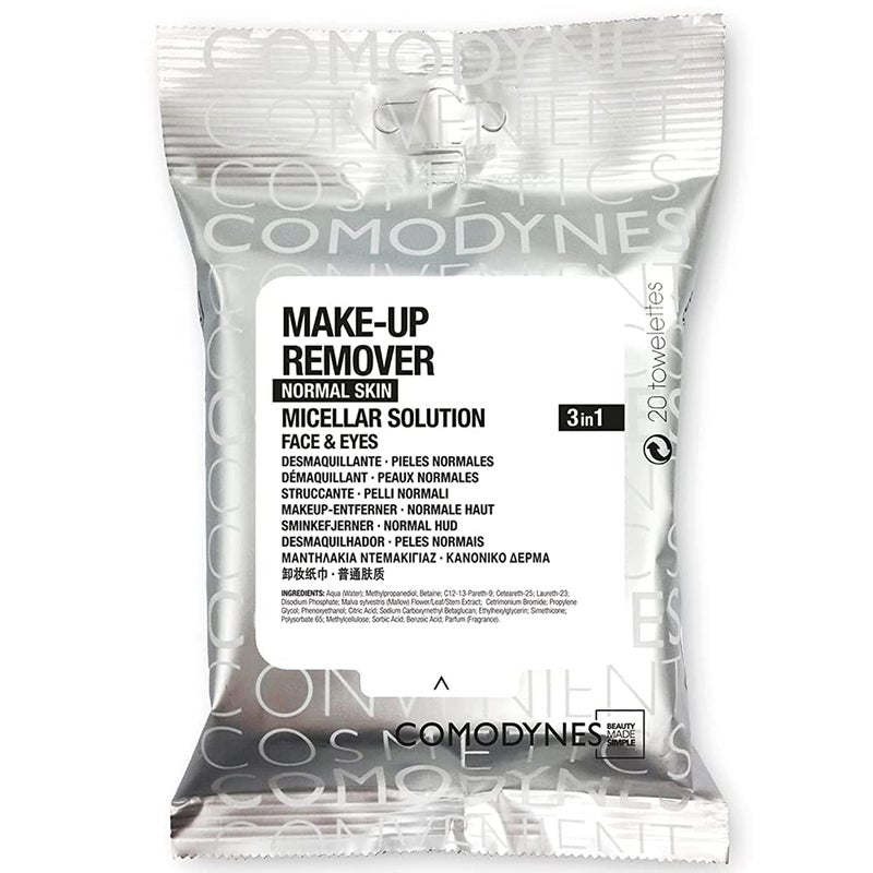 COMODYNES Makeup Remover Wipes Normal Skin 20 Units Micellar Water Helps Leave The Skin Of The Face Clean