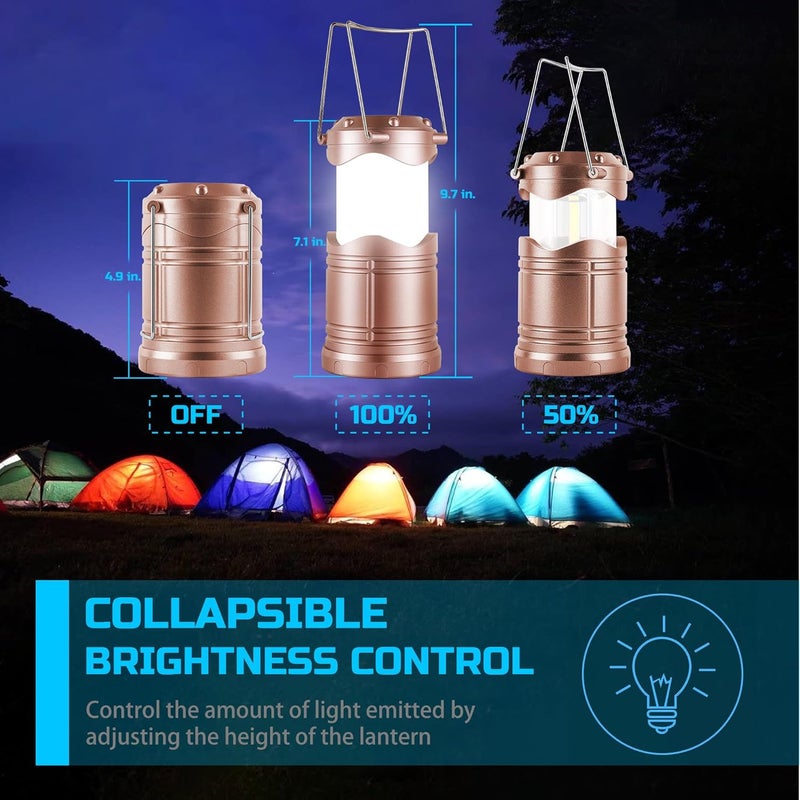 Lichamp LED Camping Lantern, 4 Pack Battery Powered Flashlight for Power Outages, Portable Collapsible Hanging Light Essential for Home, Outdoor, Emergency Lamp Survival Kit Gear for Hurricane,B4RG - Image 4