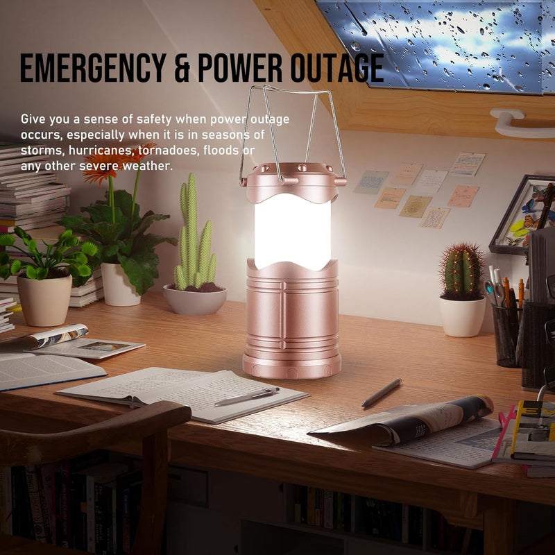 Lichamp LED Camping Lantern, 4 Pack Battery Powered Flashlight for Power Outages, Portable Collapsible Hanging Light Essential for Home, Outdoor, Emergency Lamp Survival Kit Gear for Hurricane,B4RG - Image 2