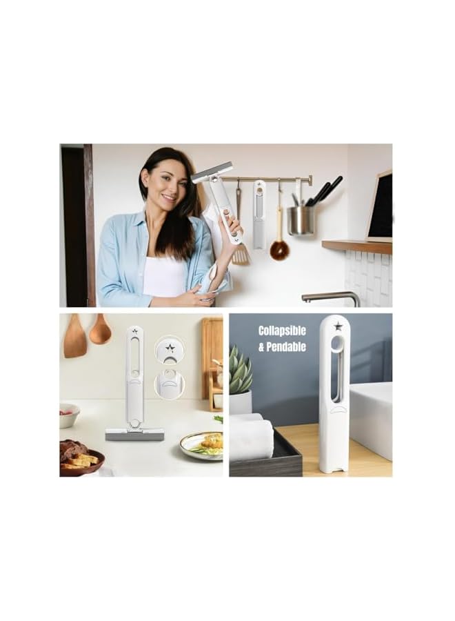 PROMASS Mini Mop Portable Self-Squeeze Small Mop, Self Wringing Mop, Strong Absorbent Sponge Mop, Hand Mop Easily Dry Cleaning Mop for Floor Bathroom Kitchen Glass Car (2Refill Sponges+1Squeeze Handle) - Image 5