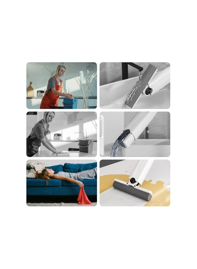 PROMASS Mini Mop Portable Self-Squeeze Small Mop, Self Wringing Mop, Strong Absorbent Sponge Mop, Hand Mop Easily Dry Cleaning Mop for Floor Bathroom Kitchen Glass Car (2Refill Sponges+1Squeeze Handle) - Image 4