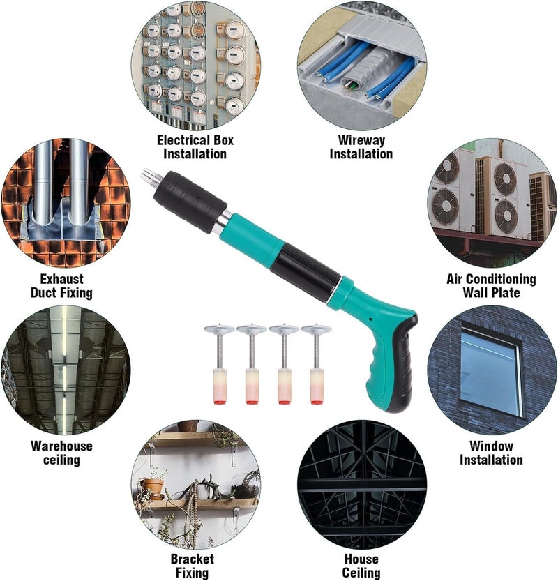 Manual Steel Nail Gun Tool Concrete Nail Gun Portable Mini Nail Shooting Machine with 10 Nails Nail Wall Fixing Tool for Cement Walls Household Wood working - Image 3