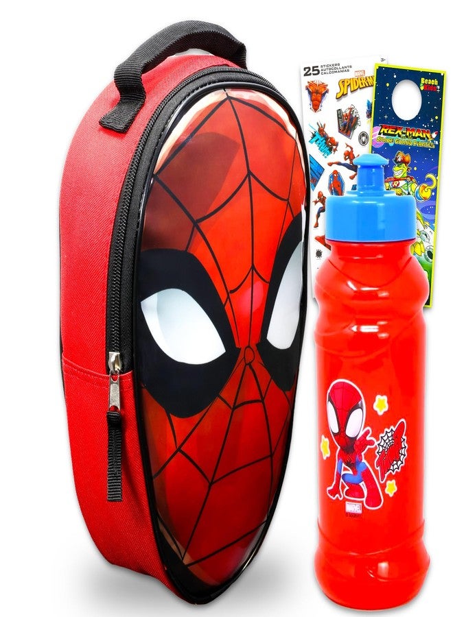 SPIDERMAN طقم صندوق غداء سبايدرمان للأولاد - مجموعة مستلزمات المدرسة من مارفل مع حقيبة غداء معزولة سبايدرمان، زجاجة ماء، ملصقات، والمزيد | حاوية غداء سبايدرمان - Image 1