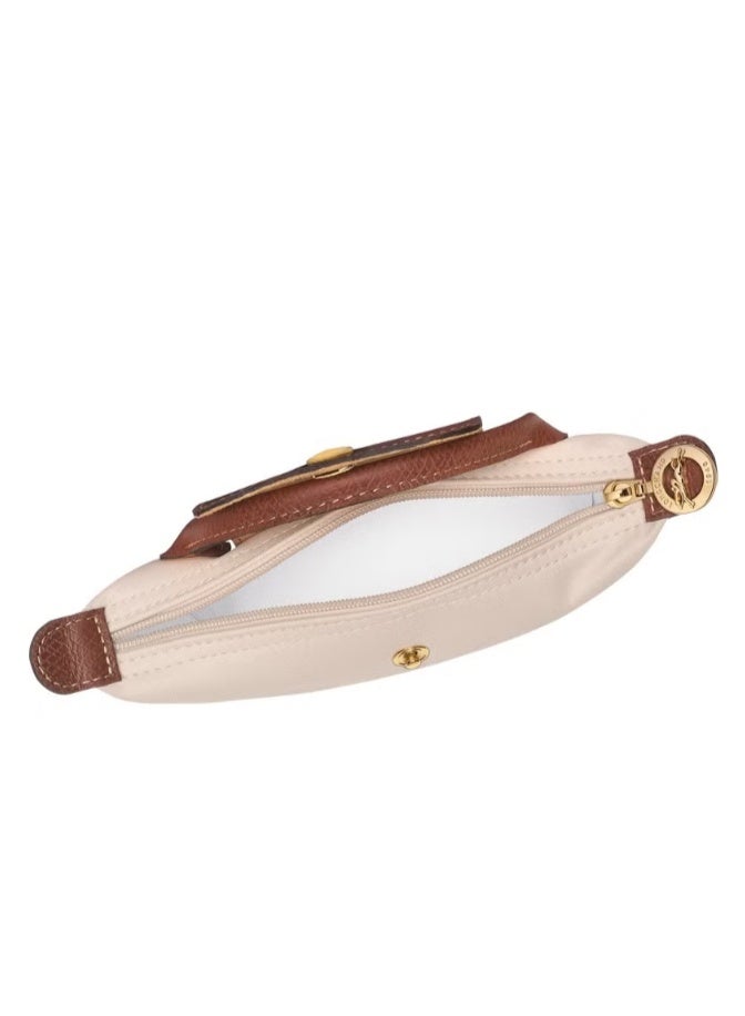 لونج شامب حقيبة يد نسائية صغيرة من لونشام، حقيبة كروسكويت، حقيبة كتف مع حزام مزود بمشبك، طراز كلاسيكي أبيض ورق. - Image 5