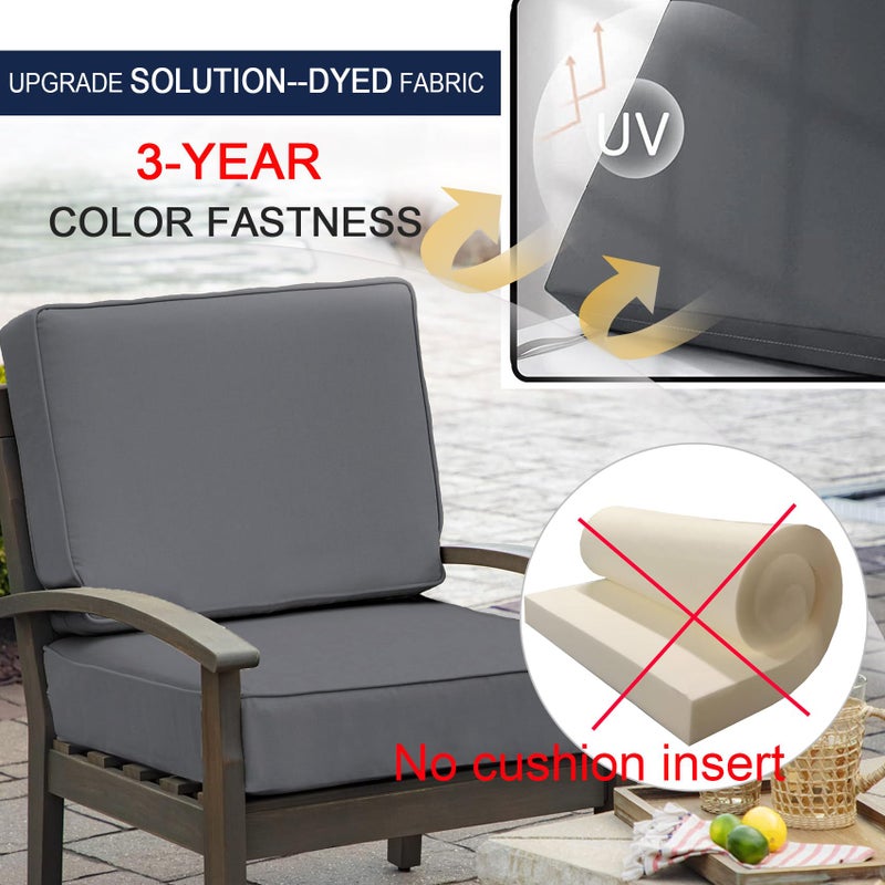 NettyPro Patio Cushion Covers Replacement Set 4 Water Repellent UV Resistant Outdoor Chair Seat Cushion Slipcover with Zipper and Tie, 22 x 20 x 4 Inch, Grey - Image 3