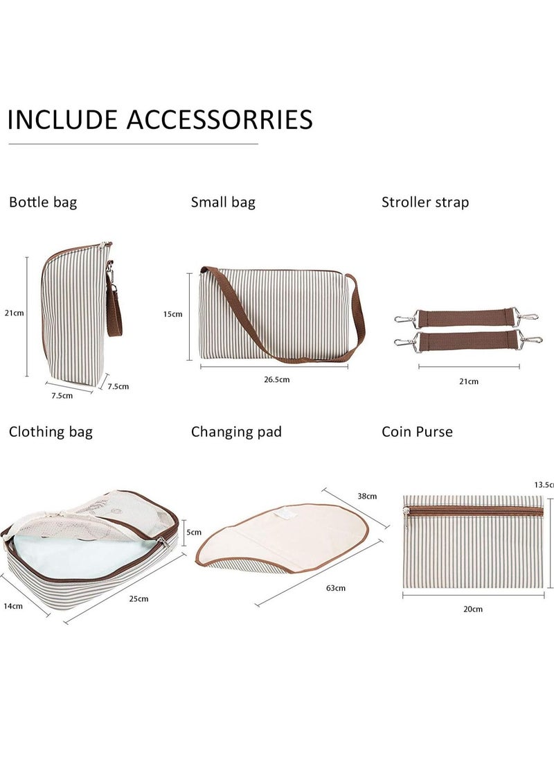 Gonice - Diaper Bag Tote 7 Piece Set with Sun, Wipes Pocket, Dirty Diaper Pouch, Changing Pad - Image 1