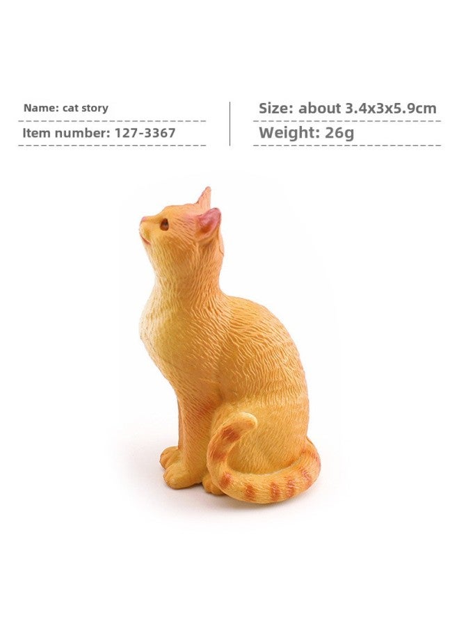 Children's Mini Simulation Pet Cat Model Orange Cat Fat Cat British Short-haired Cat Pastoral Cat Decorative Ornaments-Color:Pl127-3367 Cat Story 26g  - Image 1
