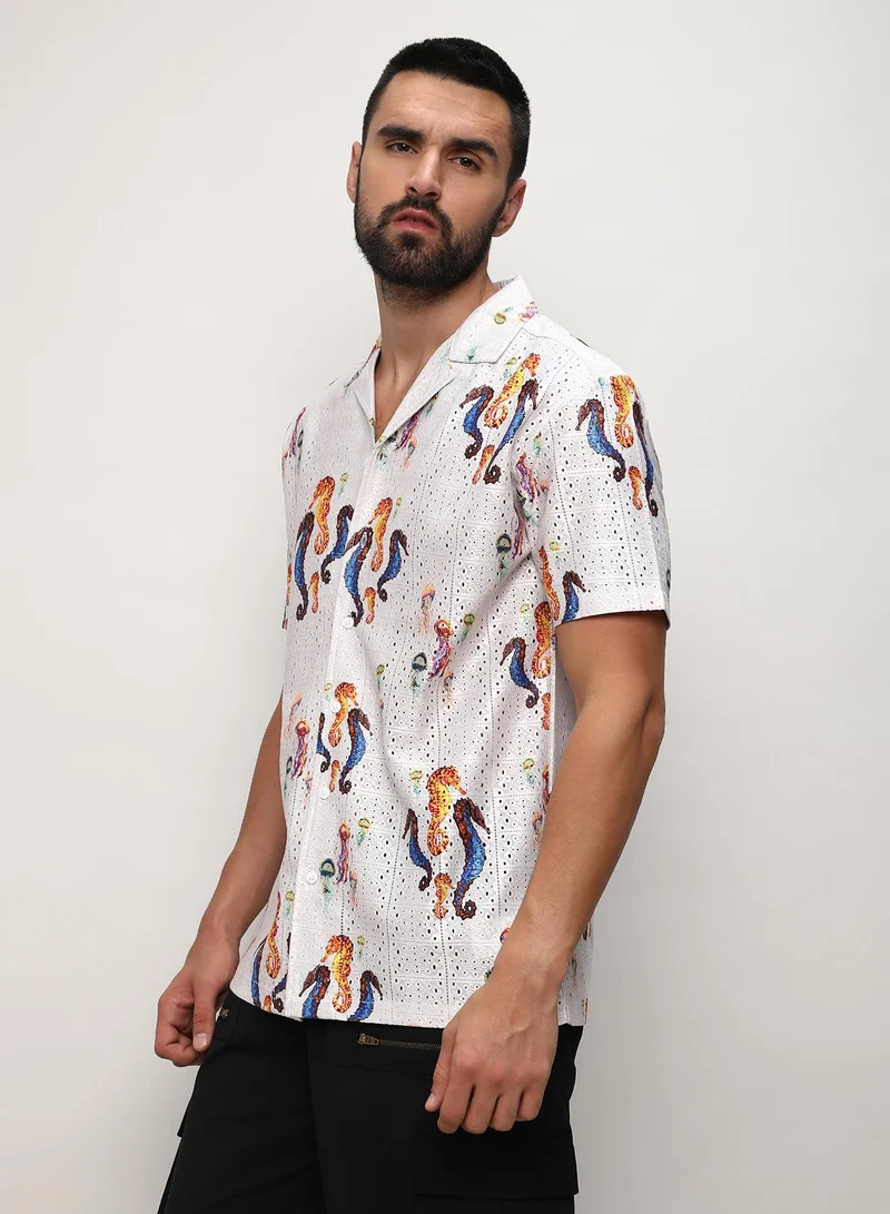 CAHOOT  Men's Multicolour Mesh Seahorse Shirt for Men | Best Price UAE