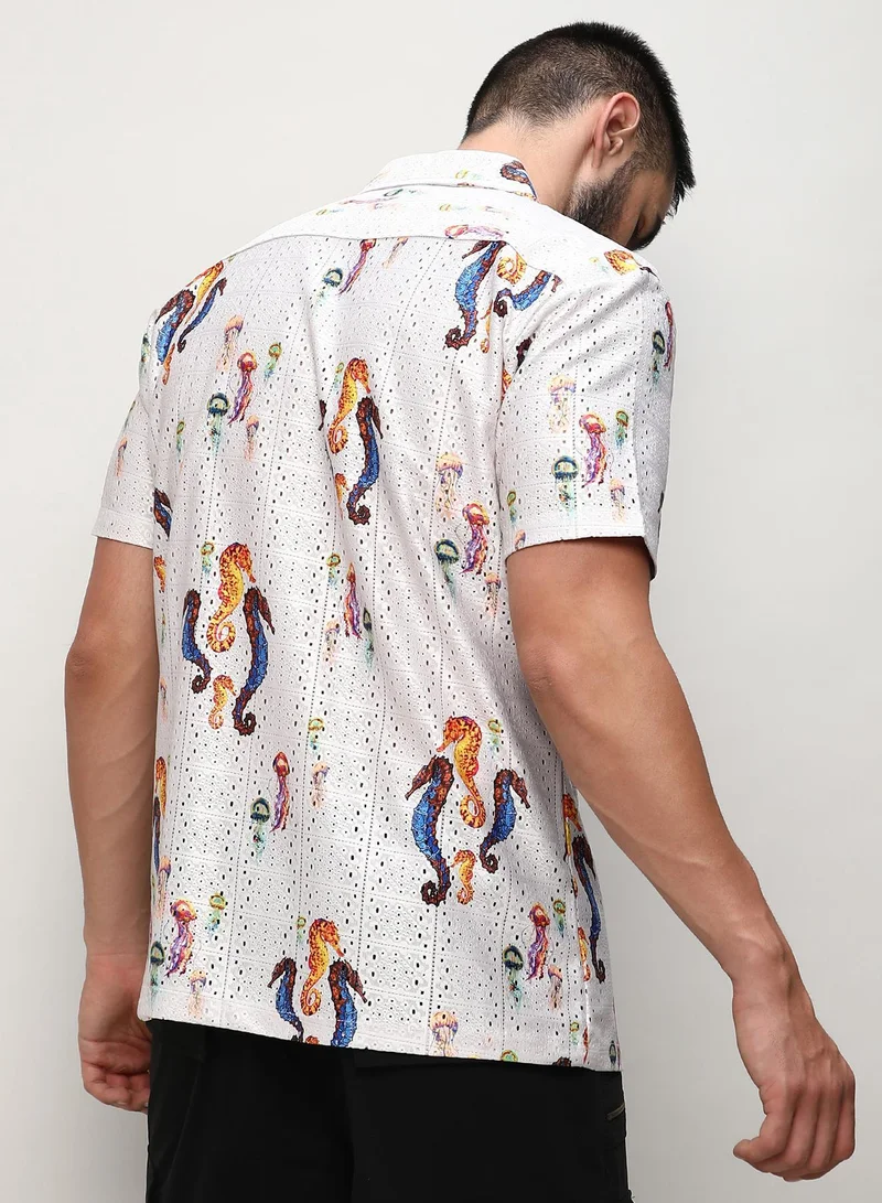 CAHOOT  Men's Multicolour Mesh Seahorse Shirt for Men | Best Price UAE