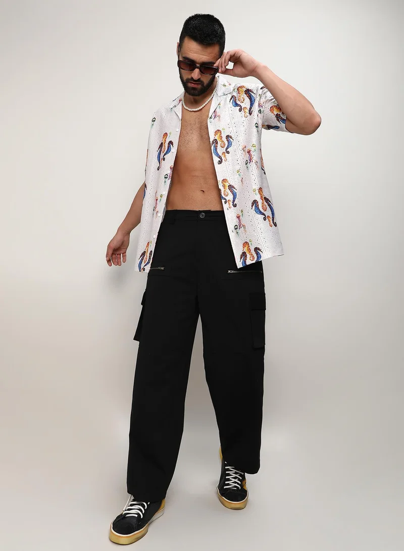CAHOOT  Men's Multicolour Mesh Seahorse Shirt for Men | Best Price UAE