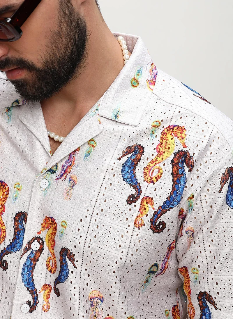 CAHOOT  Men's Multicolour Mesh Seahorse Shirt for Men | Best Price UAE