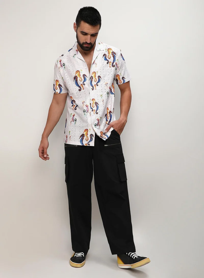 CAHOOT  Men's Multicolour Mesh Seahorse Shirt for Men | Best Price UAE