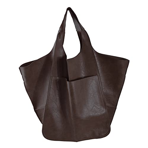 KlaOYer Oversized Leather Tote Bag Large Capacity Work Hobo Pu Leather Bucket Purse And Handbag Big Soft Travel Shopping Bag (Coffee) - Image 1