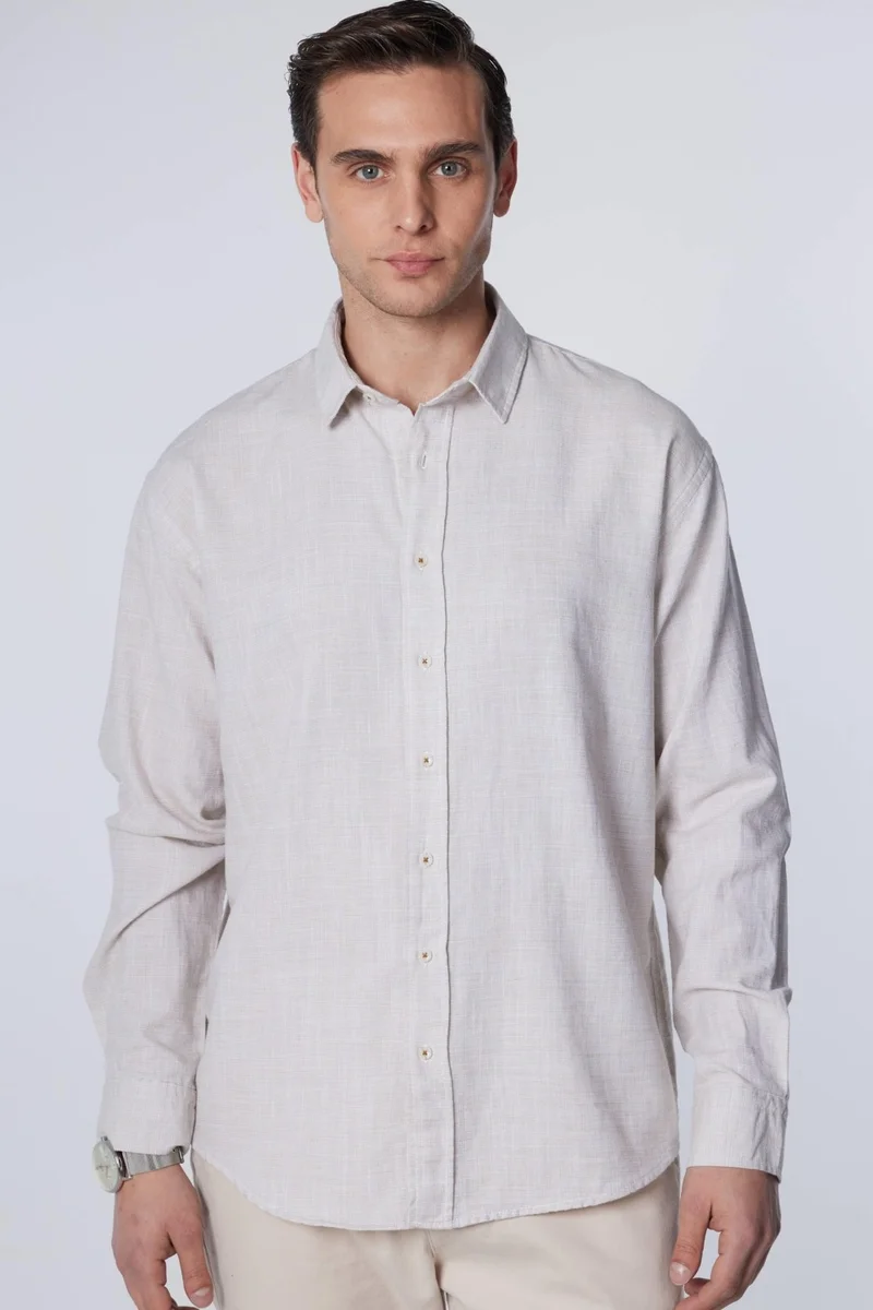 تودورس Relax Fit Long Sleeve Casual Cut Linen Texture Plain Summer Green Men's Shirt