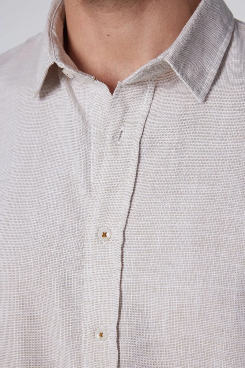 تودورس Relax Fit Long Sleeve Casual Cut Linen Texture Plain Summer Green Men's Shirt