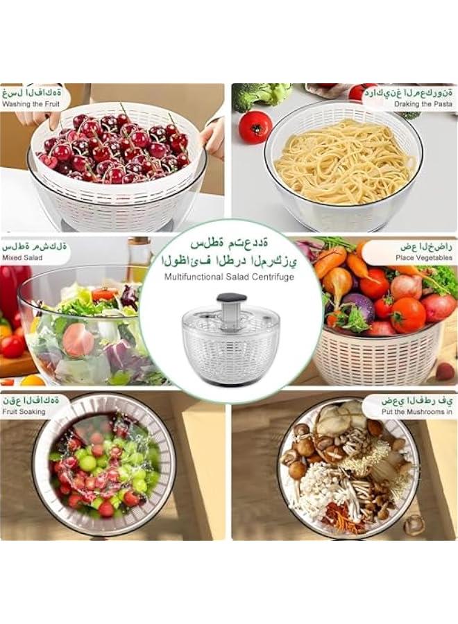 HOOKOR Large Salad Spinner, Vegetable Washer Manual Reusable, Quick Dry, Versatile Professional Fruit Washer Spinner, Veggie Dryer Draining Basket Lid Removable, One-Handed Pump Fruit Bowl and Colander (6L - Image 4