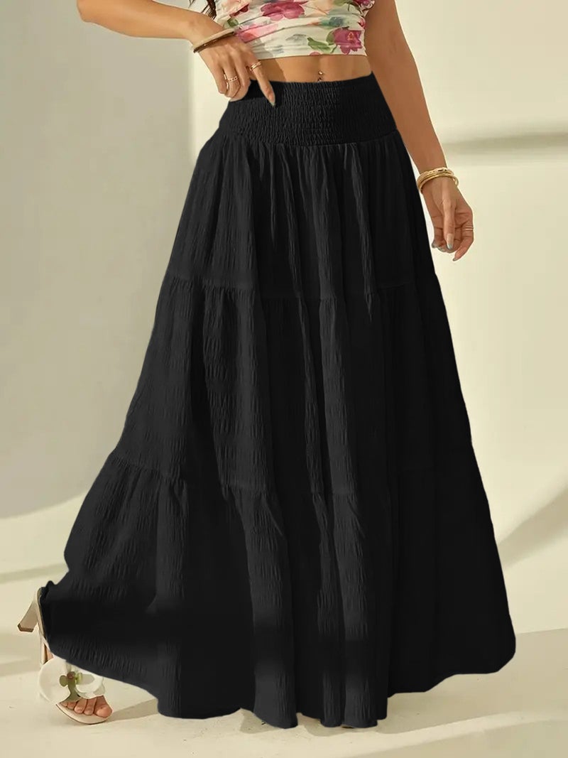 Women's Solid Color Elegant A-line Long Skirt