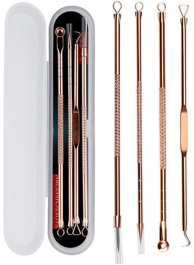LOVHIDE 4 Pcs Blackhead Remover Tool Kit - Stainless Steel Acne Extractor Set for Pimples, Blackheads, Whiteheads & Facial Blemishes - Professional Pimple Popper Tools with Case (Gold/Rose Gold) - Image 3