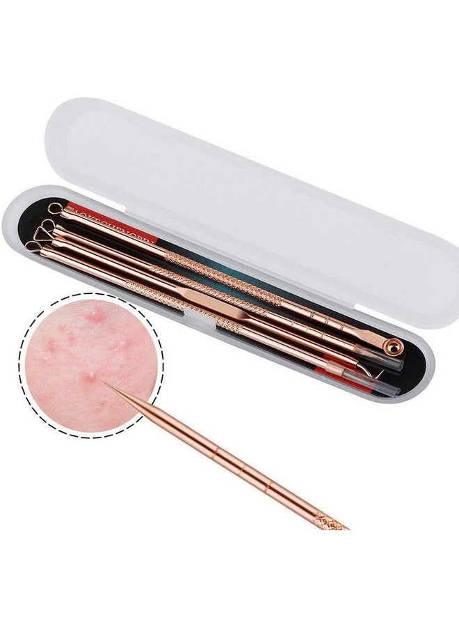 LOVHIDE 4 Pcs Blackhead Remover Tool Kit - Stainless Steel Acne Extractor Set for Pimples, Blackheads, Whiteheads & Facial Blemishes - Professional Pimple Popper Tools with Case (Gold/Rose Gold) - Image 5