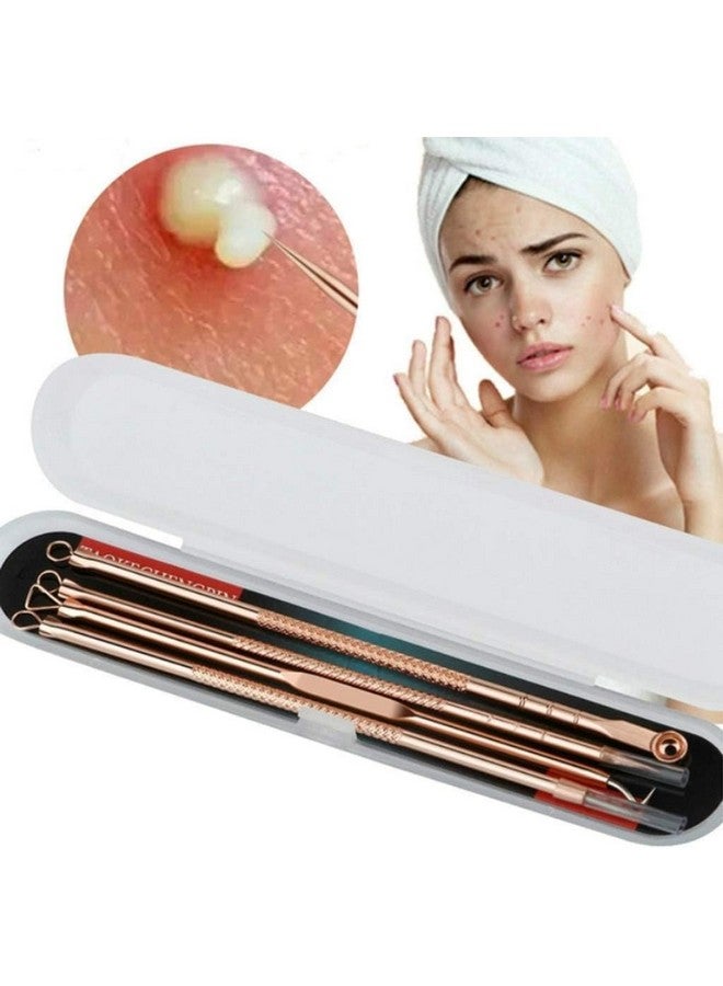 LOVHIDE 4 Pcs Blackhead Remover Tool Kit - Stainless Steel Acne Extractor Set for Pimples, Blackheads, Whiteheads & Facial Blemishes - Professional Pimple Popper Tools with Case (Gold/Rose Gold) - Image 4
