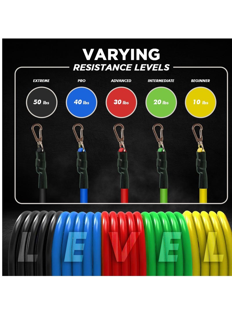 ENDLESS  EL1043 Toning Tubes Set of 5 with Different Resistance Levels | Material : Natural Latex | With Door Anchor, Handles, Waterproof Carry Bag, Leg Ankle Straps for Men and Women  - Image 2