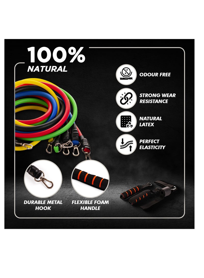 ENDLESS  EL1043 Toning Tubes Set of 5 with Different Resistance Levels | Material : Natural Latex | With Door Anchor, Handles, Waterproof Carry Bag, Leg Ankle Straps for Men and Women  - Image 3