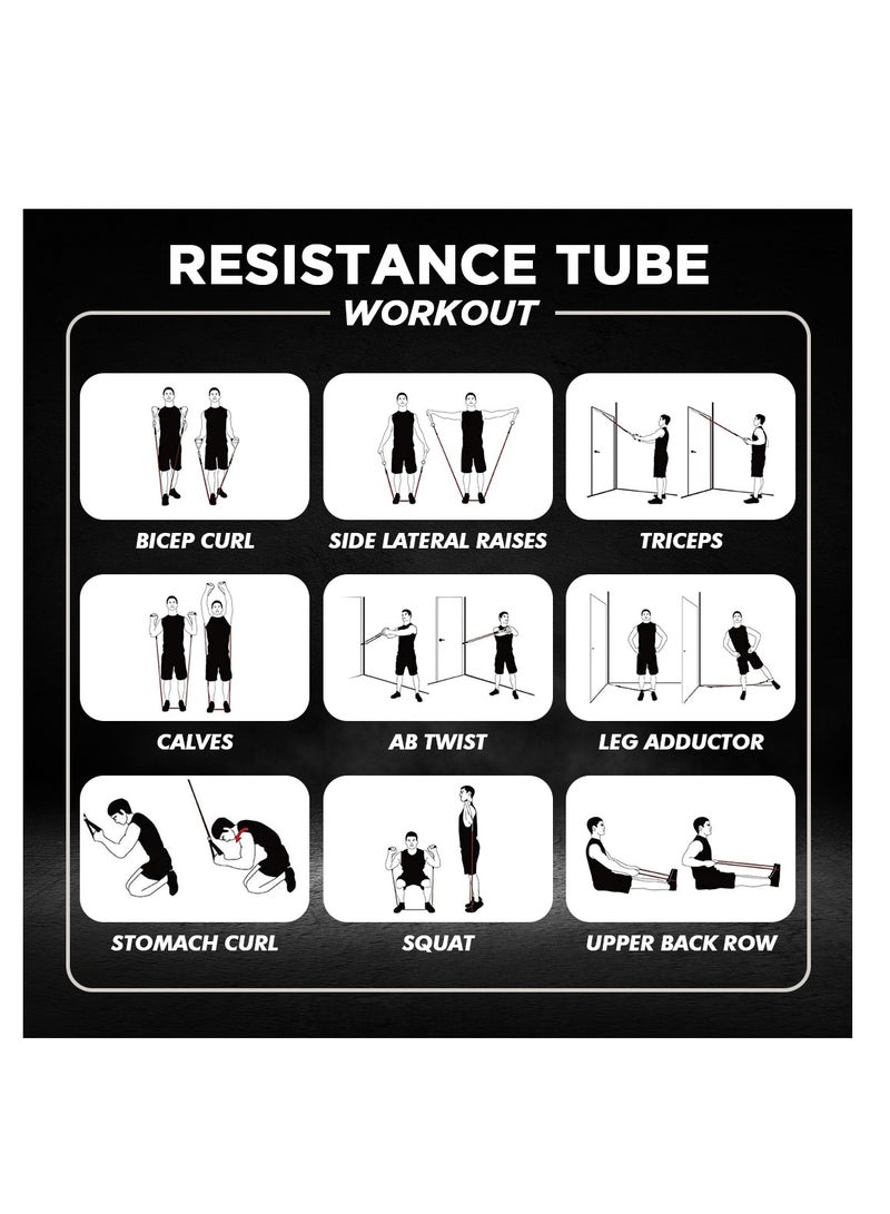 ENDLESS  EL1043 Toning Tubes Set of 5 with Different Resistance Levels | Material : Natural Latex | With Door Anchor, Handles, Waterproof Carry Bag, Leg Ankle Straps for Men and Women  - Image 5