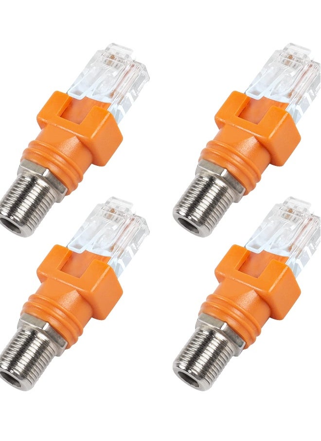 Generic RF to RJ45 Converter, Coaxial to Ethernet Adapter, F Female to RJ45 Male Barrel Couplers, Straight Connector for Line Tester, 4PCS  - Image 1