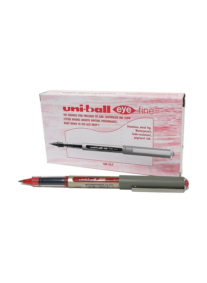 Uniball Uni-ball UB-157 Eye Fine Rollerball Pens 0.7mm Red, Box 12 - Image 1