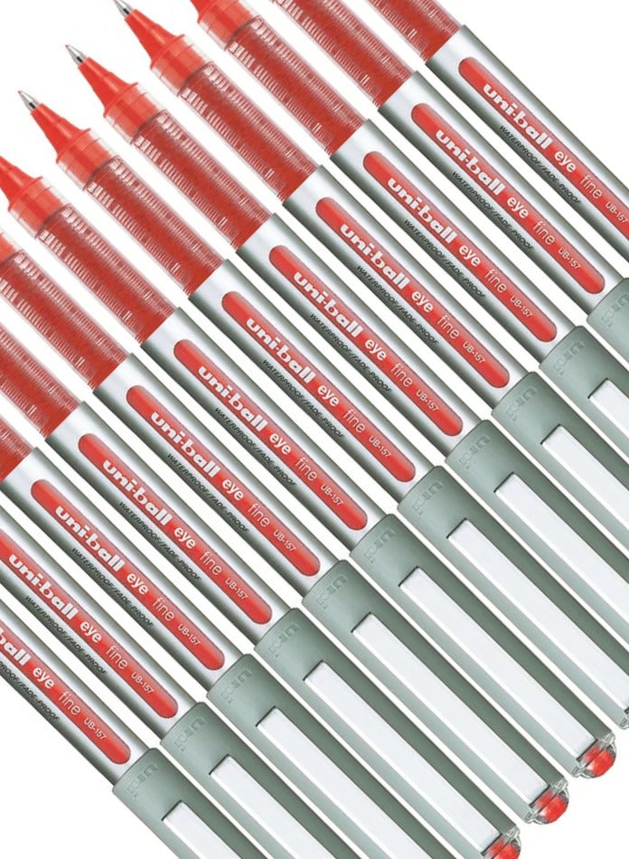 Uniball Uni-ball UB-157 Eye Fine Rollerball Pens 0.7mm Red, Box 12 - Image 2