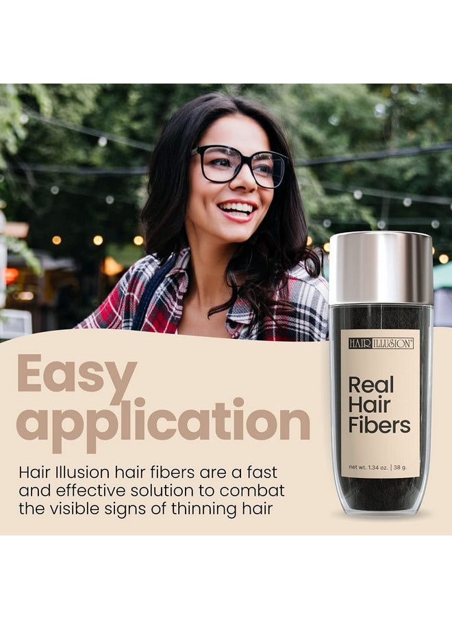 hair illusion - Black Real Hair Fibers For Thinning Hair 100% Natural Texture Non Synthetic Hair Fibers Bald Spot Cover Up For Women & Men 38 Gram - Image 1