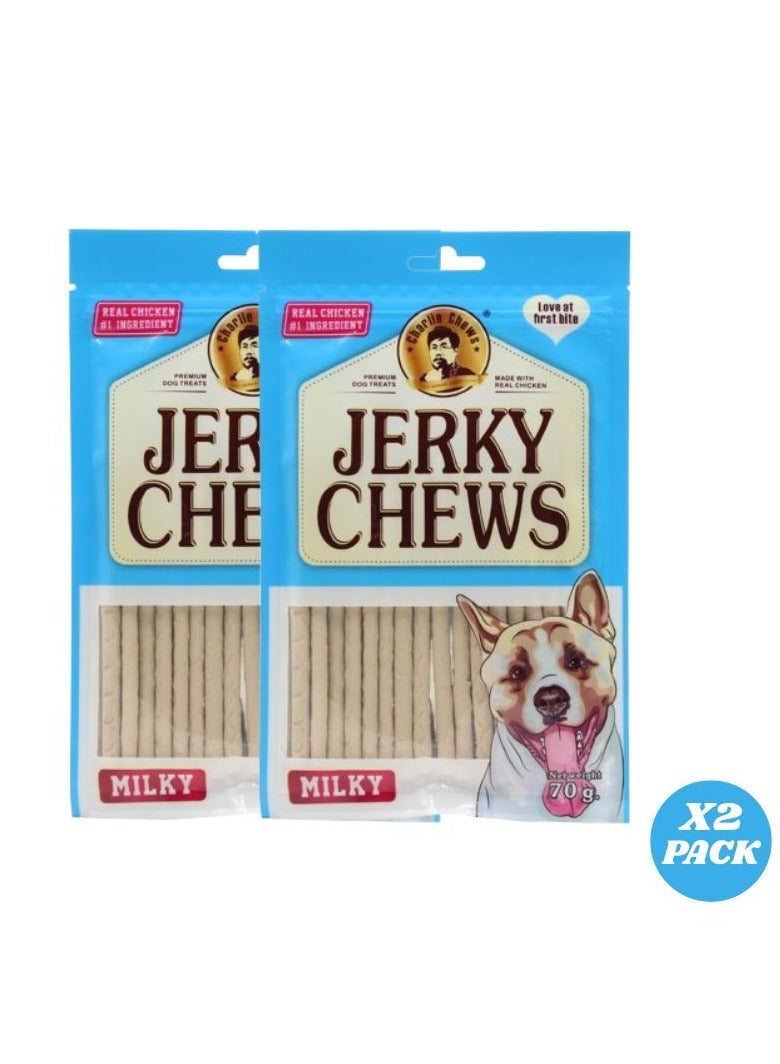 Generic Charlie Jerky Chews Chicken and Milky Dog Treats, Puppy and Dog Treats 2 x 70grams  - Image 1