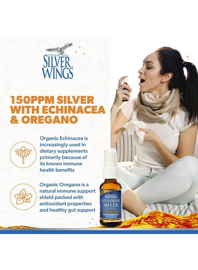Natural Path Silver Wings فضة غروية 150 جزء في المليون (750 ميكروغرام) مع إشنسا و أوريجانو مكمل دعم المناعة 1 أونصة سائلة بخاخ - Image 4