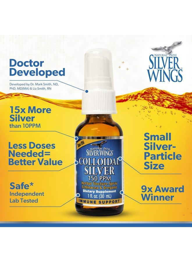 Natural Path Silver Wings فضة غروية 150 جزء في المليون (750 ميكروغرام) مع إشنسا و أوريجانو مكمل دعم المناعة 1 أونصة سائلة بخاخ - Image 5