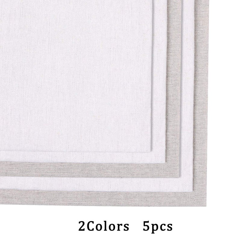 Kissbuty Linen Needlework Fabric, Kissbuty 5 PCS Linen Fabric Cloth for Garment Craft Flower Pot Decoration Embroidery Cross Stitch Cloth, 19.6 by 19.6 Inch (White Beige) - Image 2