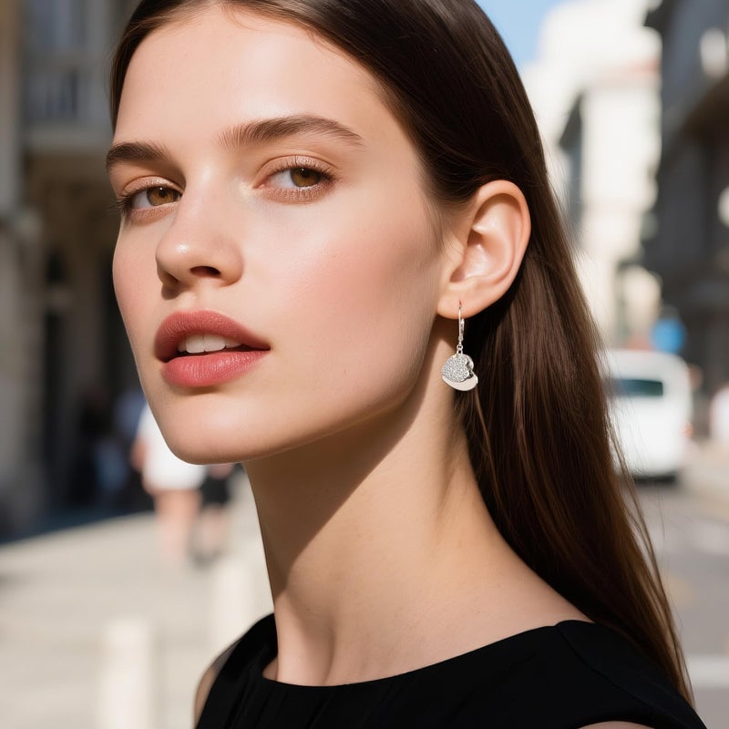 ALEXCRAFT Sterling Silver Heart Dangle Earrings for Women Silver Dual Love Heart Drop Earrings Huggie Hoop Hypoallergenic CZ Dangle Leverback Earring - Image 5