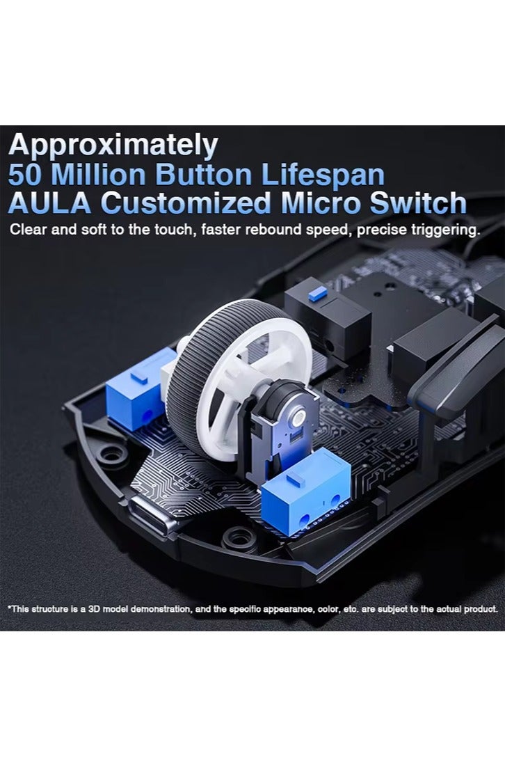 AULA SC380 High Precision Gaming Mouse Tri-mode 59g Ultra-light with RGB Magnetic Charging Base - Image 2