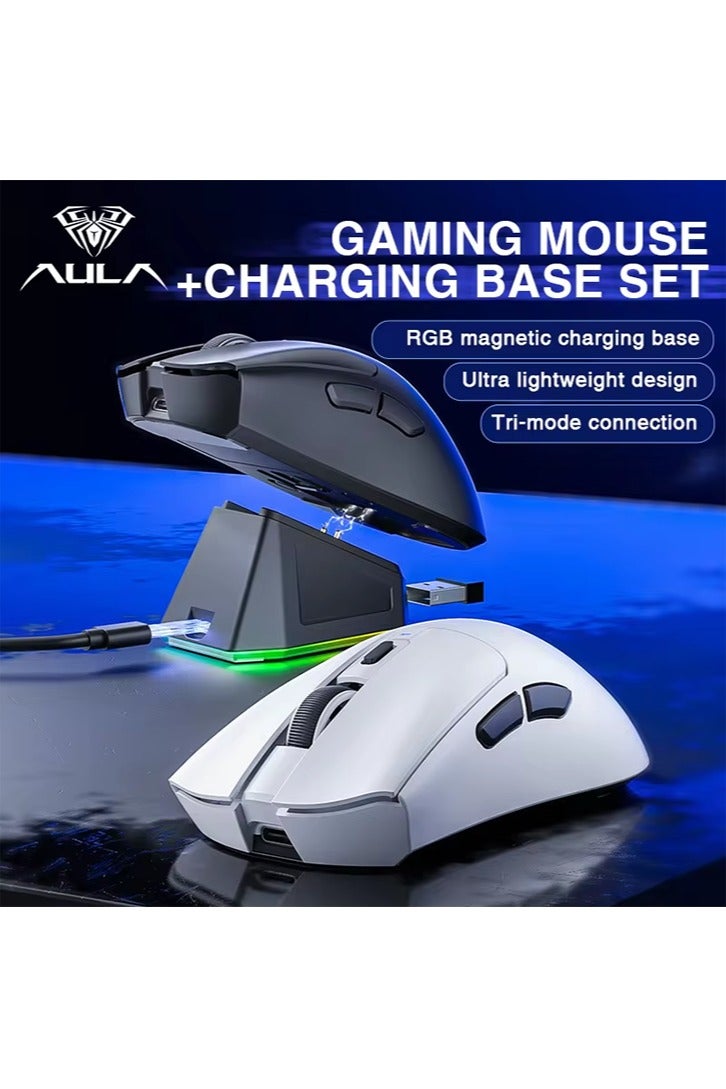 AULA SC380 High Precision Gaming Mouse Tri-mode 59g Ultra-light with RGB Magnetic Charging Base - Image 3